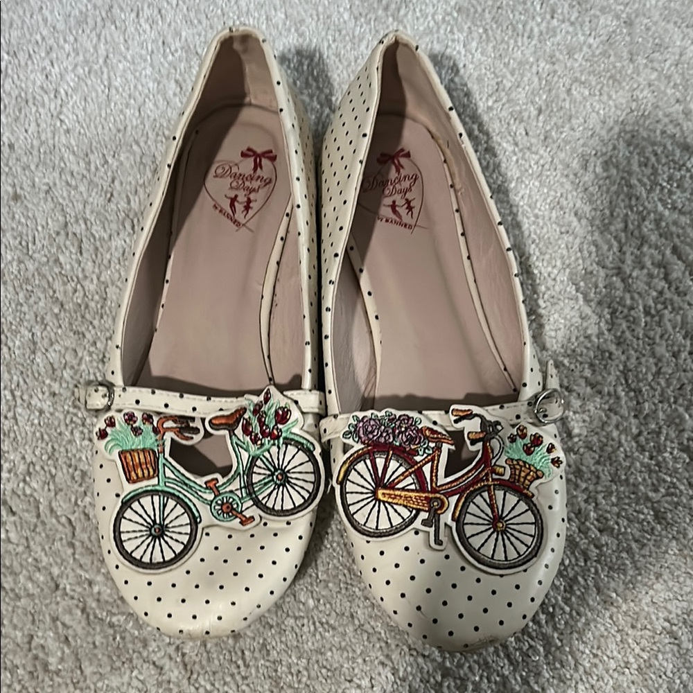Women's Polka Dot Bicycle Flats - Cream purchased from ModCloth